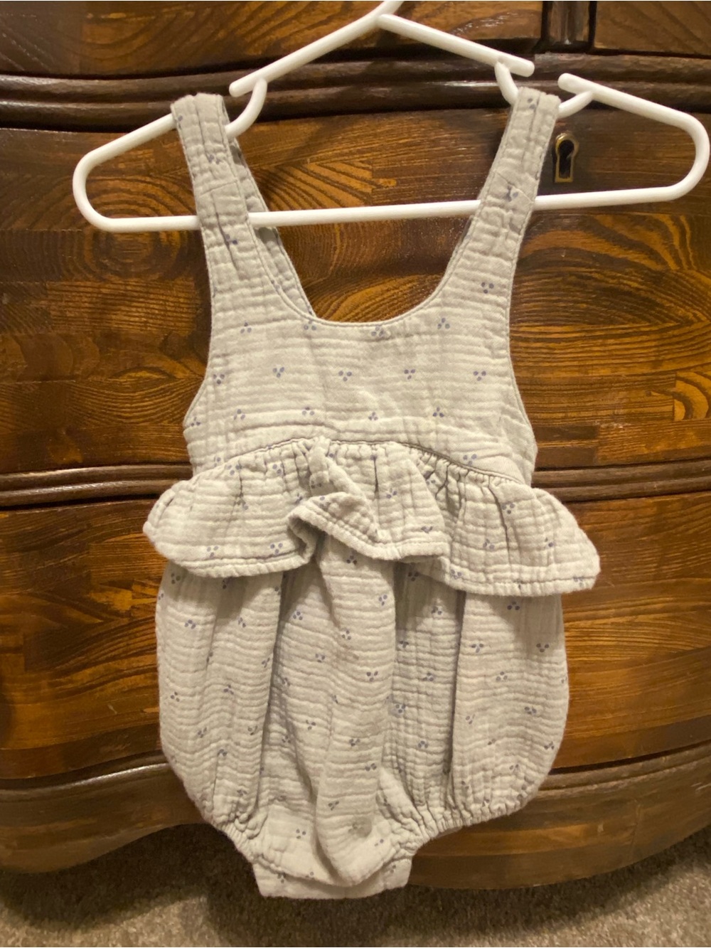 Quincy Mae Light Sage Green Ruffle Bubble Romper